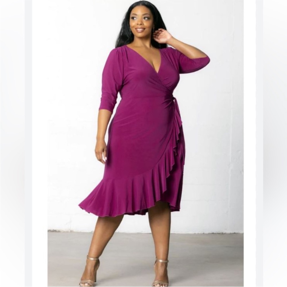 Kiyonna Whimsy Wrap Dress - Magenta